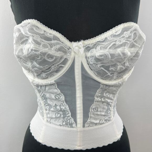 VINTAGE Goddess White Ivory Bodice Strapless Underwire Bustier Size 34DD - Picture 2 of 6